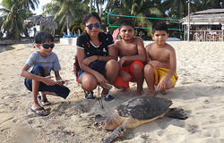 Kids with Turtle